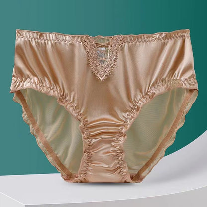 Lace Lingerie Ladies Satin Ice Seamless Panties💥Buy 1 get 2 free (3PCS)