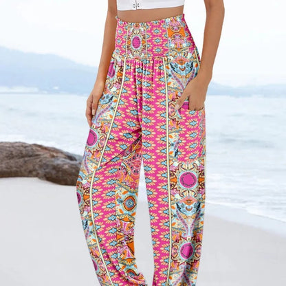 🌸Women's Casual Printed Wide Leg Pants with Pockets