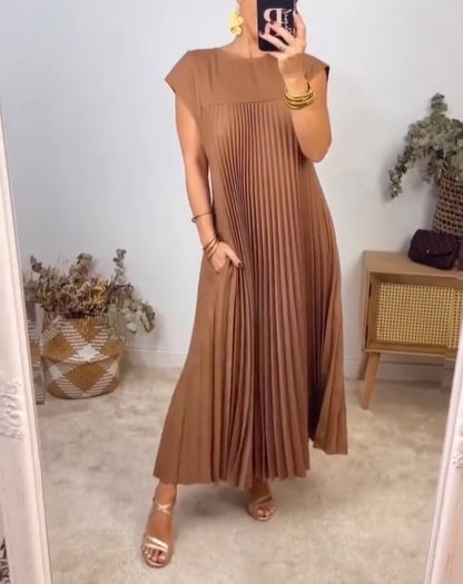 aakip™-🔥Hot sale 49% OFF🔥Women Pleated Simple Solid Colour Dress