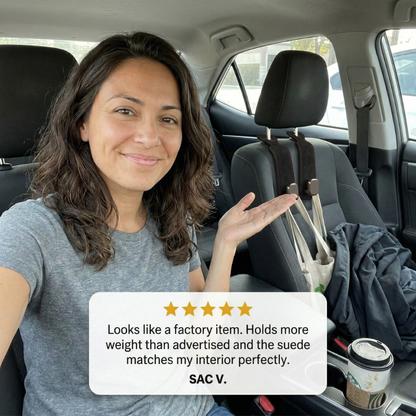 Alcantara Suede Dual Hook & Phone Holder for Car Headrest + 50% OFF