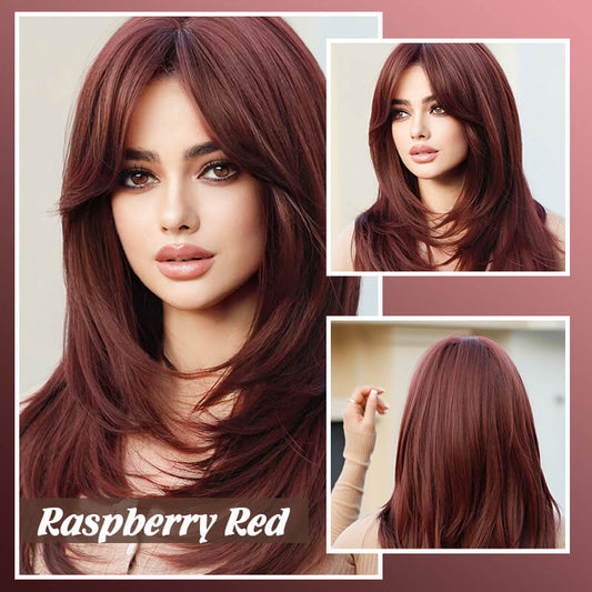 💕Wig long hair Layered bangs wigs