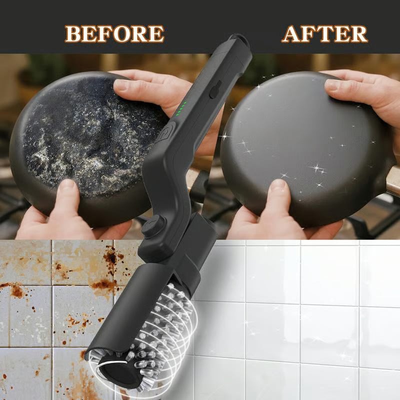 🔥Electric BBQ Grill Brush Cordless and Rechargeable Stainless Steel Bristles,Two Cleaning Brushes,Adjustable Angle