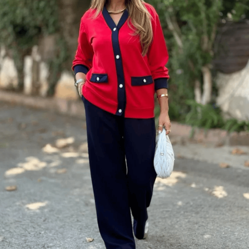 Women's Casual Color Block Two-Piece Set👚👖