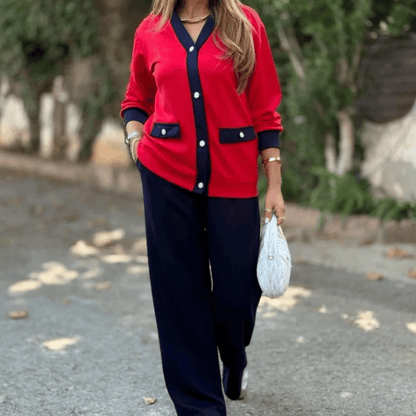 Women's Casual Color Block Two-Piece Set👚👖