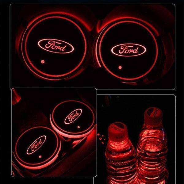 aakip™-Led Car Logo Cup Lights up Holder USB Charging 7 Colors Changing