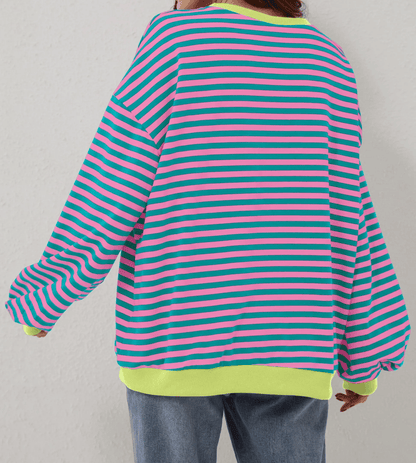 aakip™-WOMEN'S OVERSIZED STRIPED LONG SLEEVE PULLOVER (BUY 2 FREE SHIPPING)