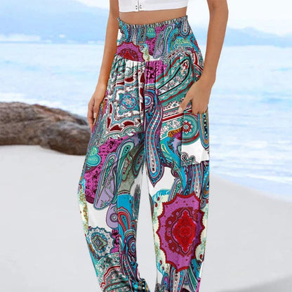 🌸Women's Casual Printed Wide Leg Pants with Pockets