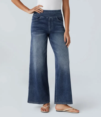 aakip™-Quinn Super Stretch High-Waisted Wide Leg Jeans