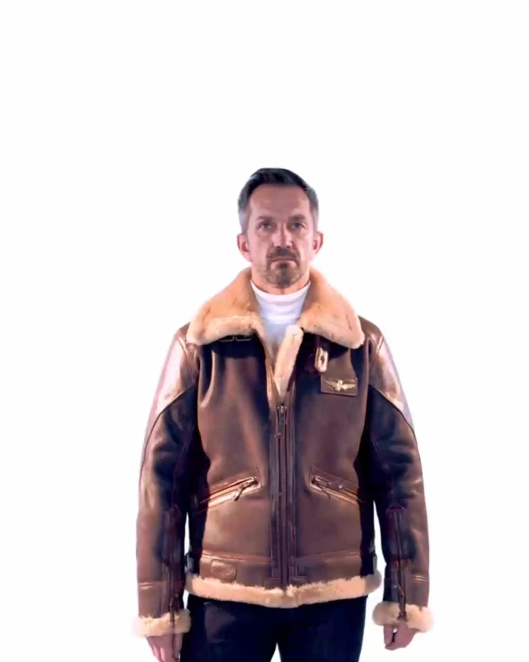 Pilot leather jacket-made of sheepskin {Free Shipping! ! }