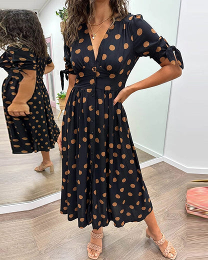 aakip™-🔥🌷 Promotion 48% OFF - 💃Deep V-neck polka-dot dress
