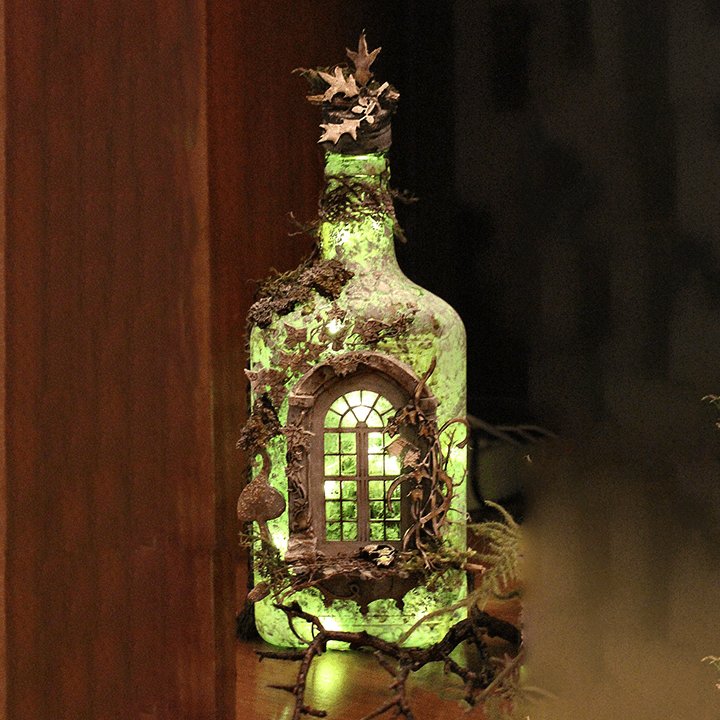 aakip™-Altered Art Bottle - Mystical forest stories