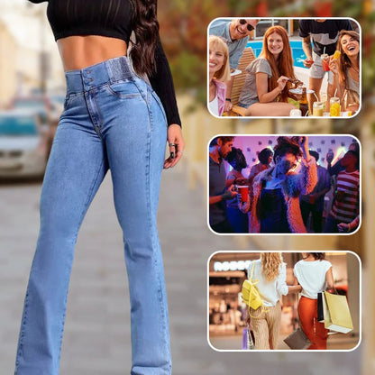 Stretch flare jeans with a high waist