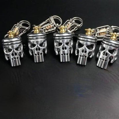 aakip™-💀Piston art skull keychain [pendant/flashlight/bottle opener]