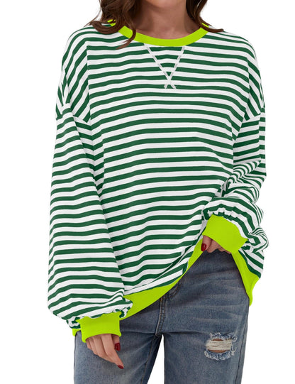 aakip™-WOMEN'S OVERSIZED STRIPED LONG SLEEVE PULLOVER (BUY 2 FREE SHIPPING)