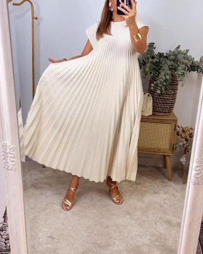 aakip™-🔥Hot sale 49% OFF🔥Women Pleated Simple Solid Colour Dress