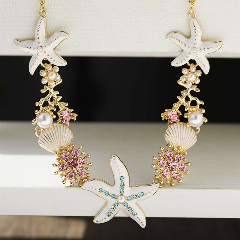 aakip™-Beach Shell Starfish Coral Necklace & Bracelet & Earrings