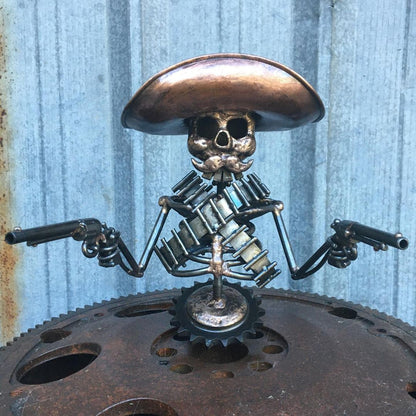 aakip™-Handmade Cast Cowboy Skull Gunslinger Hood Ornament Sculpture