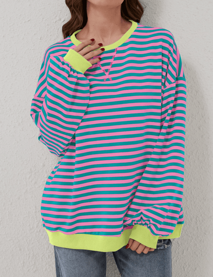 aakip™-WOMEN'S OVERSIZED STRIPED LONG SLEEVE PULLOVER (BUY 2 FREE SHIPPING)