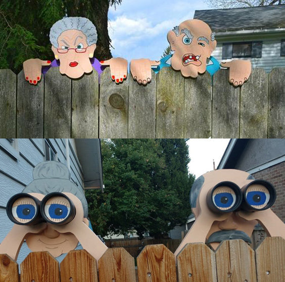 aakip™-Fence Decoration Nosy Old Man and Lady Garden Yard Art