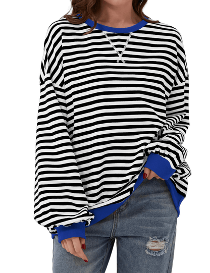 aakip™-WOMEN'S OVERSIZED STRIPED LONG SLEEVE PULLOVER (BUY 2 FREE SHIPPING)