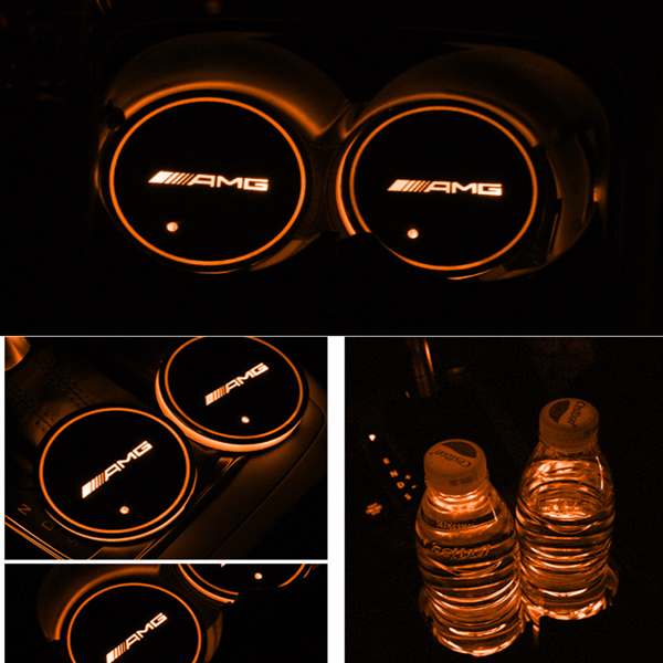 aakip™-Led Car Logo Cup Lights up Holder USB Charging 7 Colors Changing