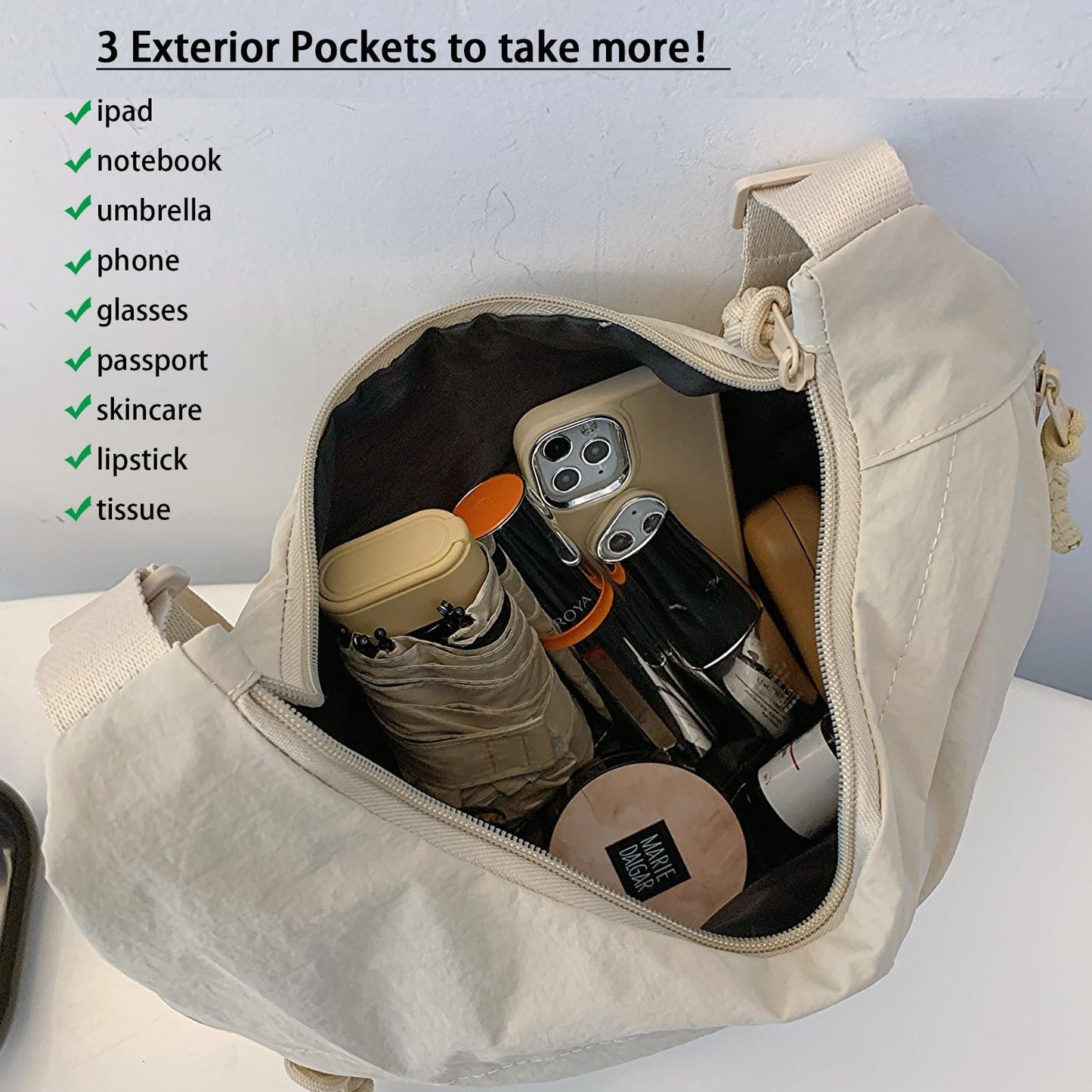 ⏰Designer Direct Sales👜Women's Fashion Plain Color Nylon Crossbody Hobo Bag
