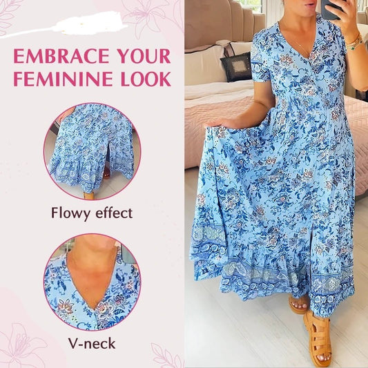 aakip™-🎁Floral Print V-neck Dress