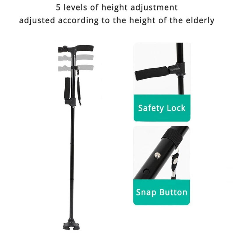 aakip™-HOT SALE -Aluminum alloy with LED light non-slip foldable walking stick