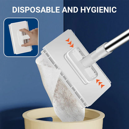 💦Disposable dust mop with 4 reusable cloths