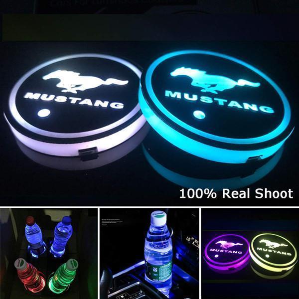 aakip™-Led Car Logo Cup Lights up Holder USB Charging 7 Colors Changing