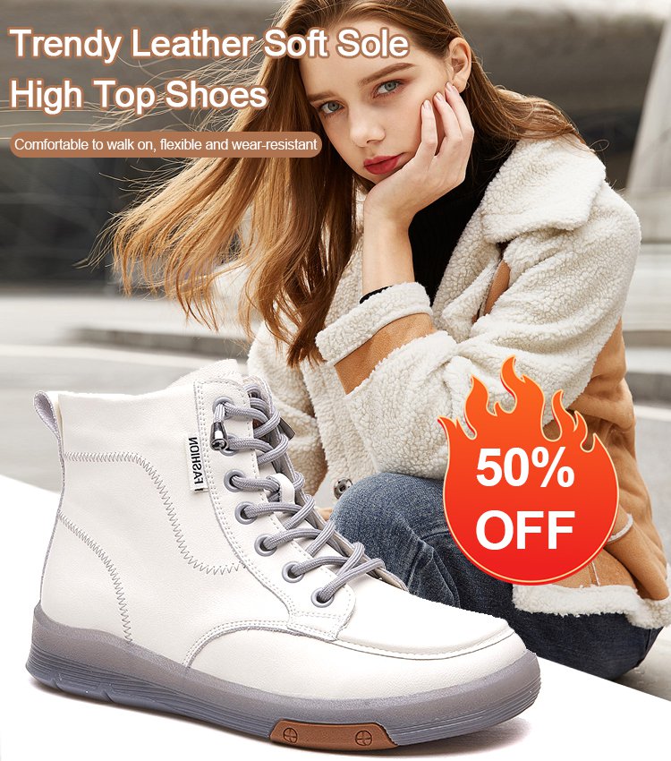 Trendy Leather Soft Sole High Top Shoes for Women