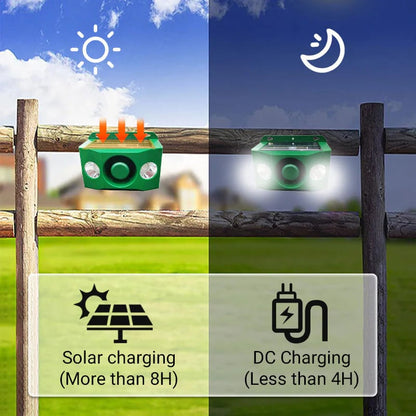 High volume solar warning lights to deter predators
