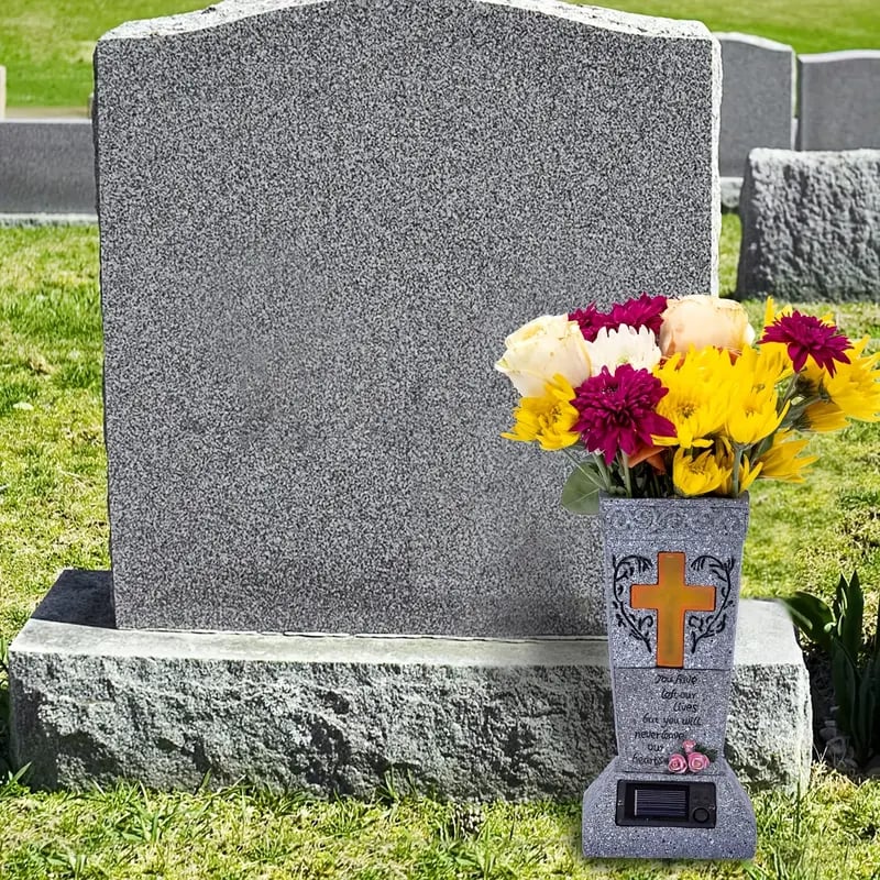 🌿 Solar Cemetery Grave Vase with LED Light