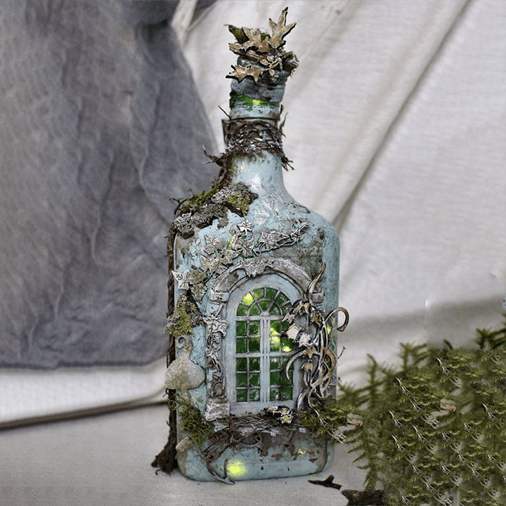 aakip™-Altered Art Bottle - Mystical forest stories