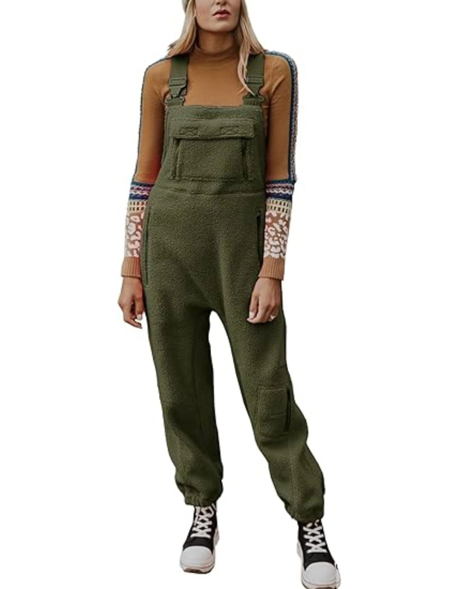 WINTER SALE WOMEN'S FLEECE WARM OVERALLS LOOSE CASUAL JUMPSUITS