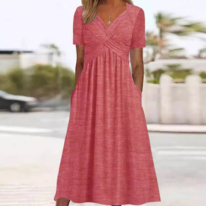 🍀SALE 49% OFF🍀Women’s V-Neck Short Sleeve Long Dresses