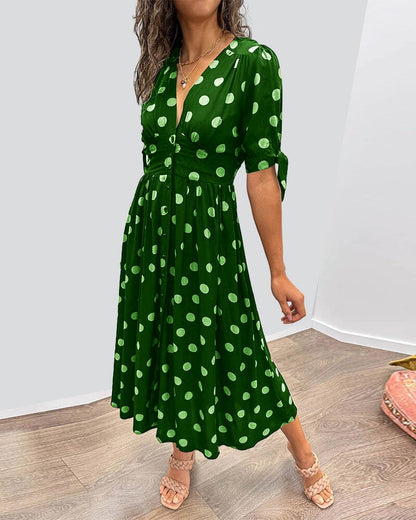 aakip™-🔥🌷 Promotion 48% OFF - 💃Deep V-neck polka-dot dress