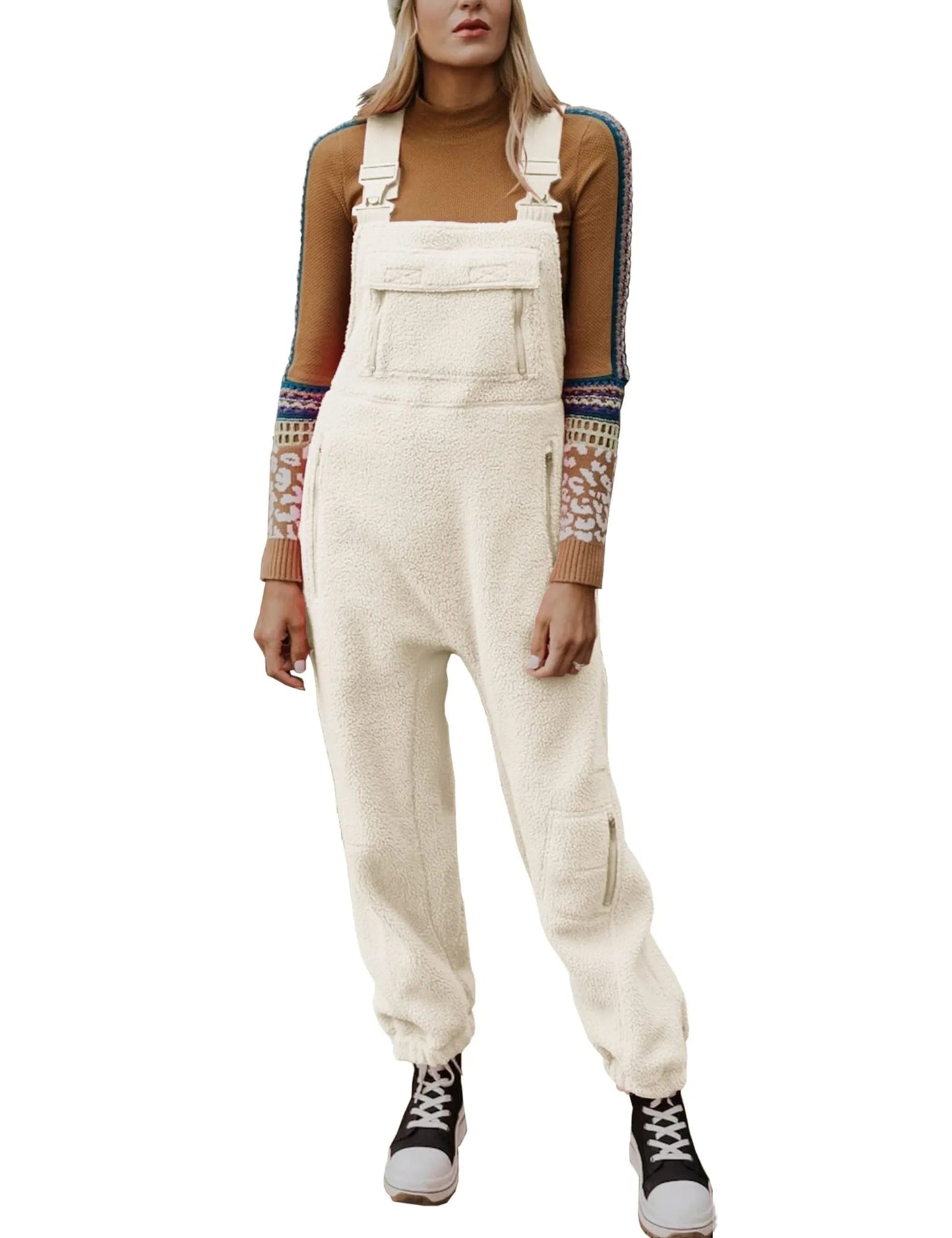 WINTER SALE WOMEN'S FLEECE WARM OVERALLS LOOSE CASUAL JUMPSUITS