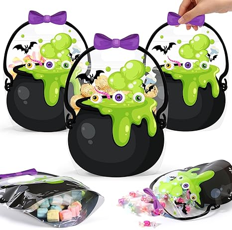 🔥Last Day 50% OFF - Halloween Favor Bags Transparent Pumpkin Sealed Pouches🍬