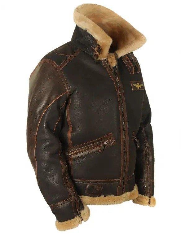 Pilot leather jacket-made of sheepskin {Free Shipping! ! }