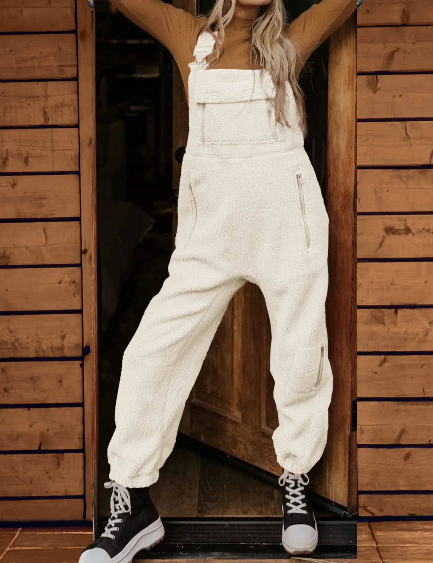 WINTER SALE WOMEN'S FLEECE WARM OVERALLS LOOSE CASUAL JUMPSUITS