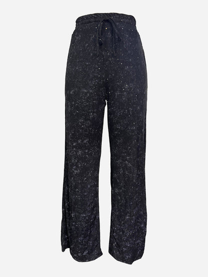 Women's Sequin Sparkle Wide Leg Pants with Elastic Waistband