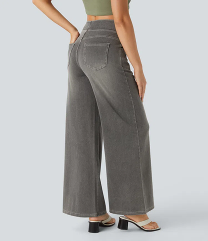 aakip™-Quinn Super Stretch High-Waisted Wide Leg Jeans