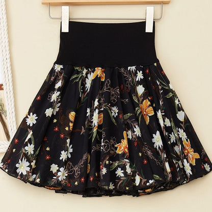 aakip™-Pleated sarongchiffon floral skirt