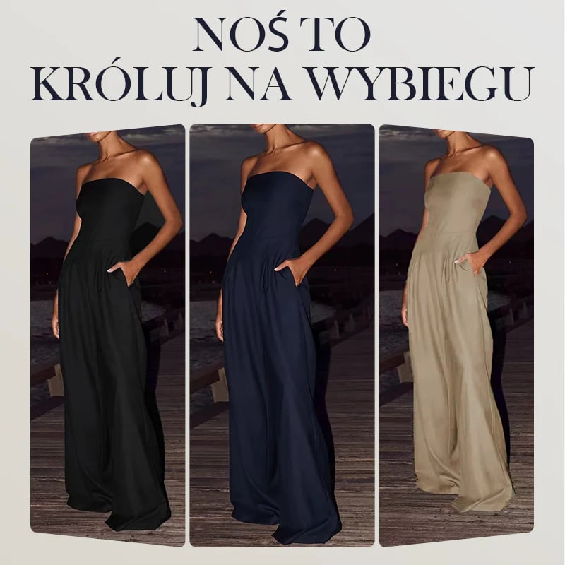 [S-XL]👗Women's Strapless Jumpsuit with Pockets