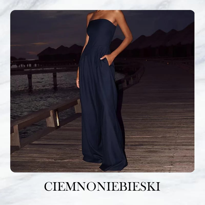 [S-XL]👗Women's Strapless Jumpsuit with Pockets
