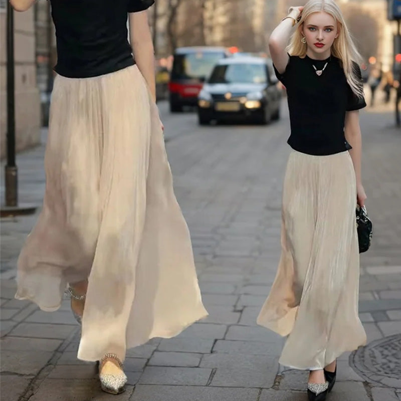 aakip™-👗Glazed Ice Silk Floor-Length Wide-Leg Culottes