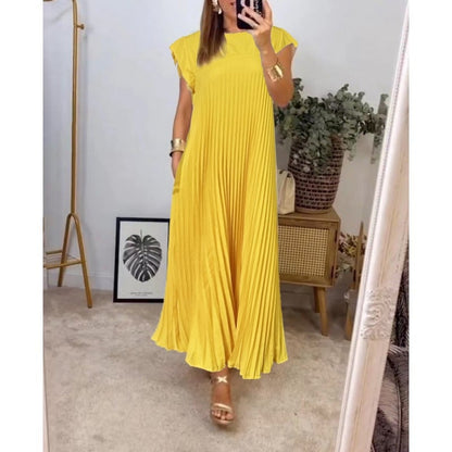 aakip™-🔥Hot sale 49% OFF🔥Women Pleated Simple Solid Colour Dress