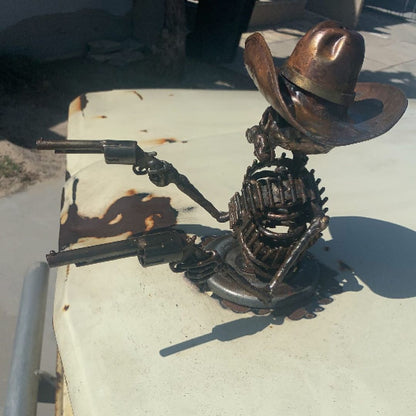 aakip™-Handmade Cast Cowboy Skull Gunslinger Hood Ornament Sculpture