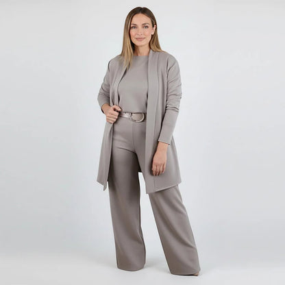 ⏳Weekend Special⏰Elegant 3-piece Set Including Long Cardigan, Top and Pants💞